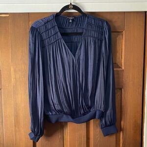 Current air silky Pleated navy Blouse worn once! Medium